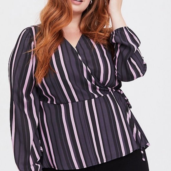Torrid Stripped Wrap Blouse Size 1 (14-16) - Picture 8 of 9